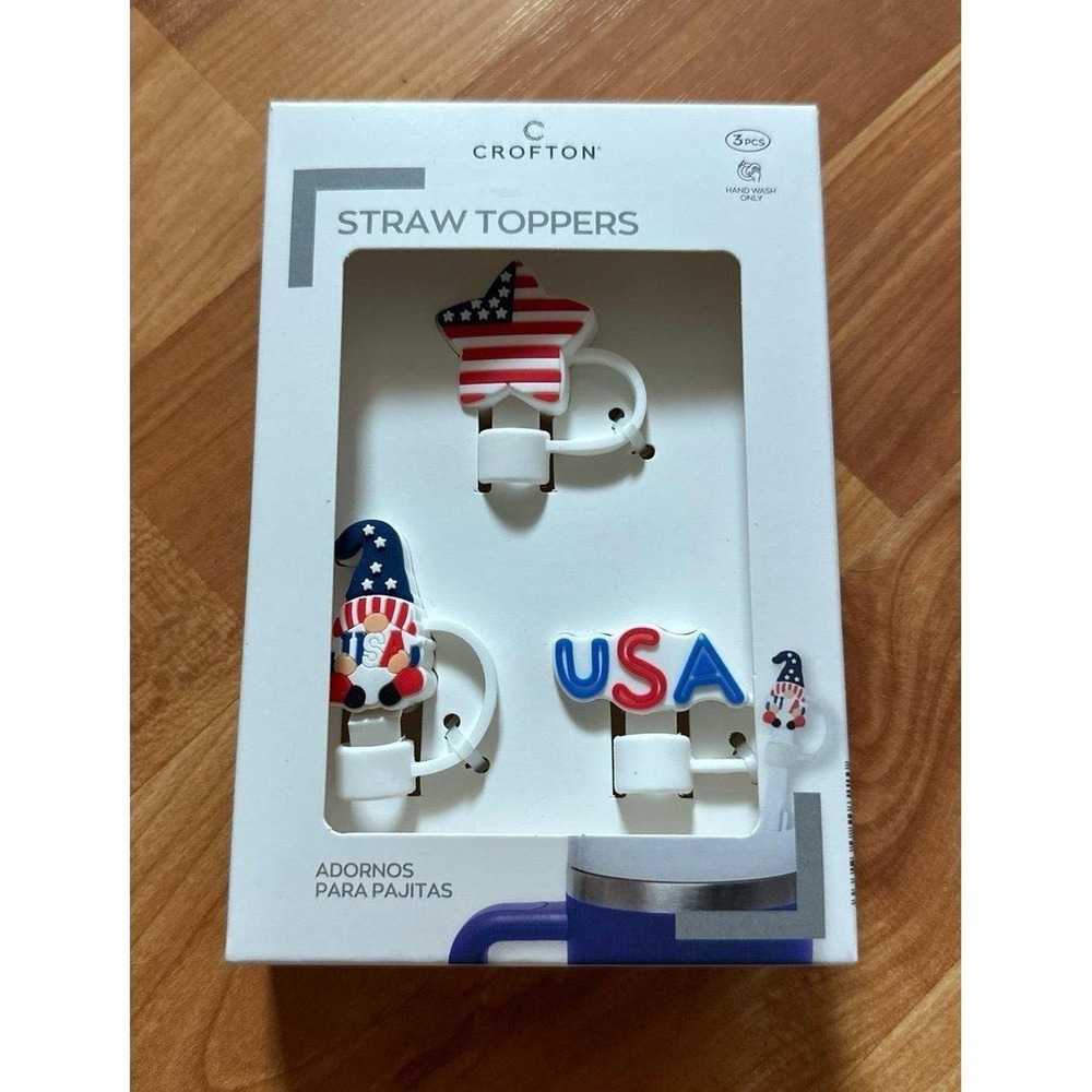 Crofton Americana 3pk Straw Toppers